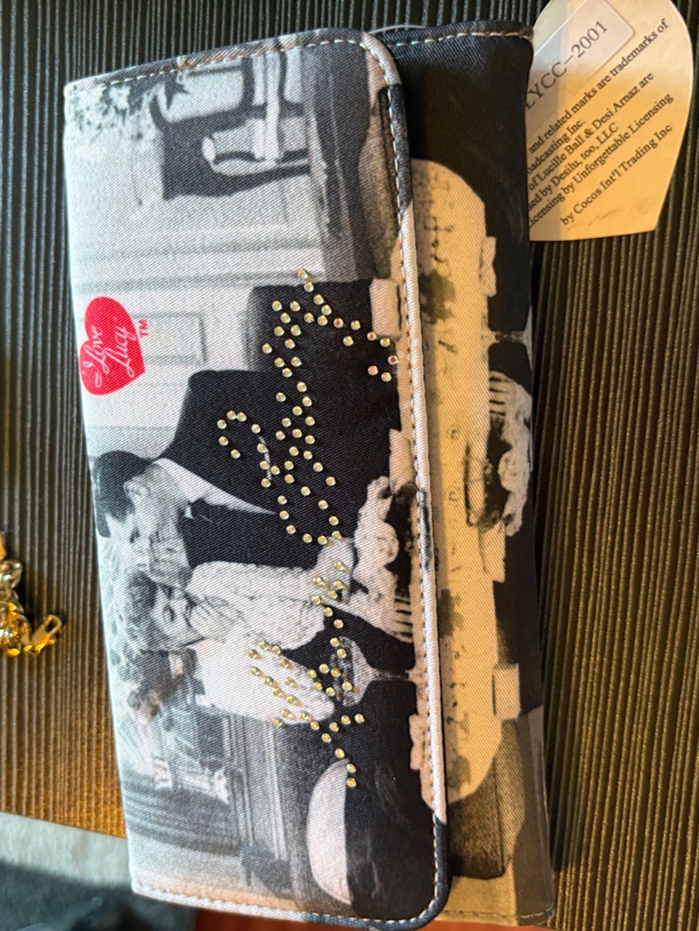 Lucy Black and White Photo Fold-Over Wallet with Red Accent